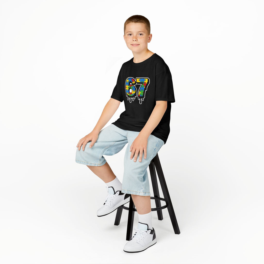 Kids Puzzle Number 67 T-Shirt — Colorful Autism Awareness Tee
