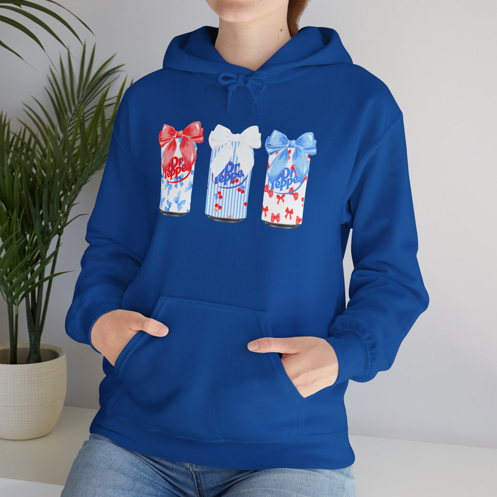 Gift Box Trio Hoodie - Red White Blue Ribbon Holiday Sweatshirt