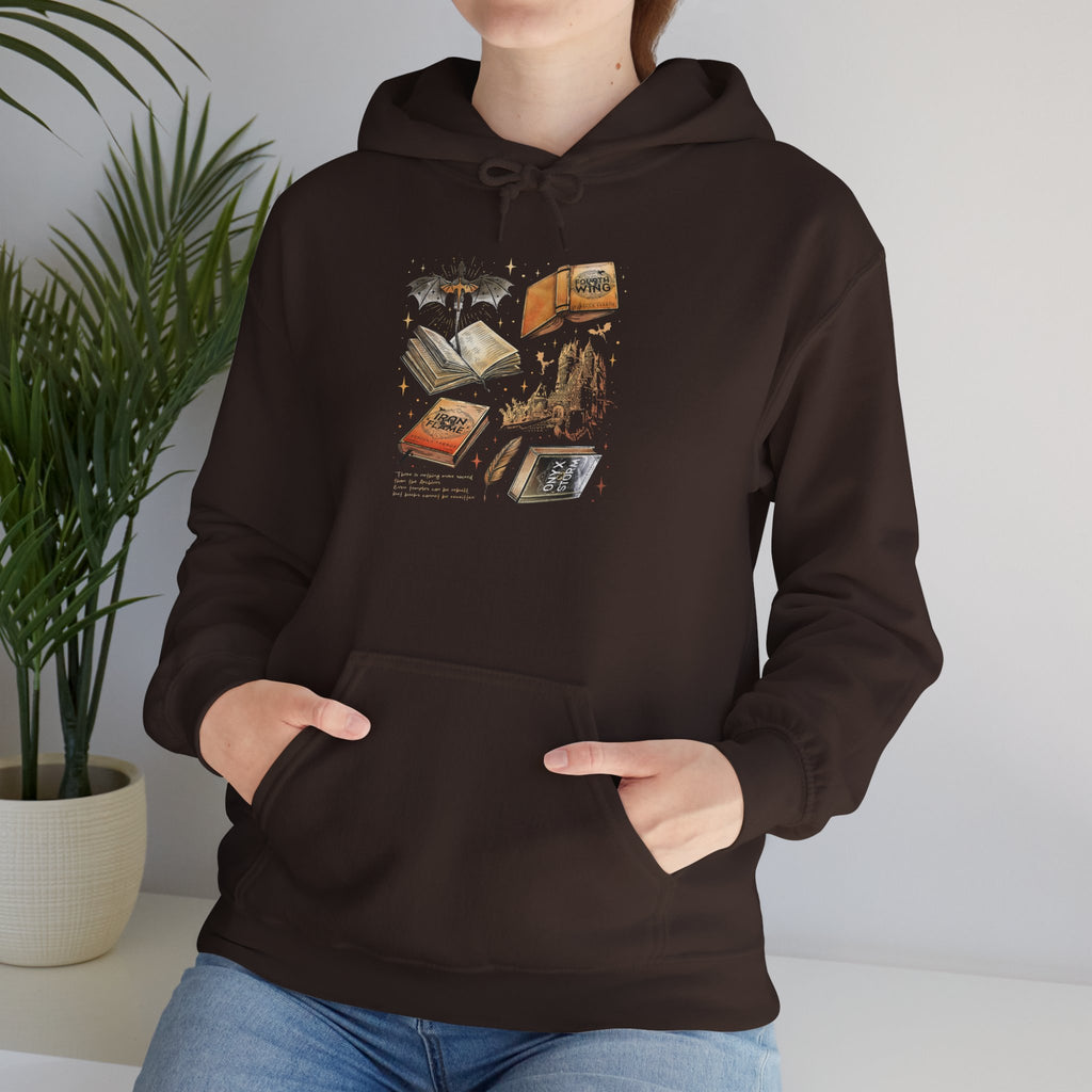 Bookish Bat Hoodie — Vintage Flying Books Graphic Pullover