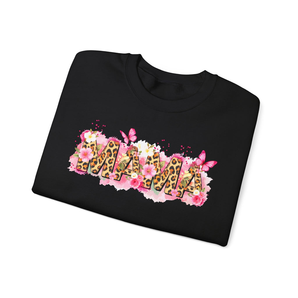 Mama Leopard Floral Crewneck Sweatshirt – Pink Butterflies