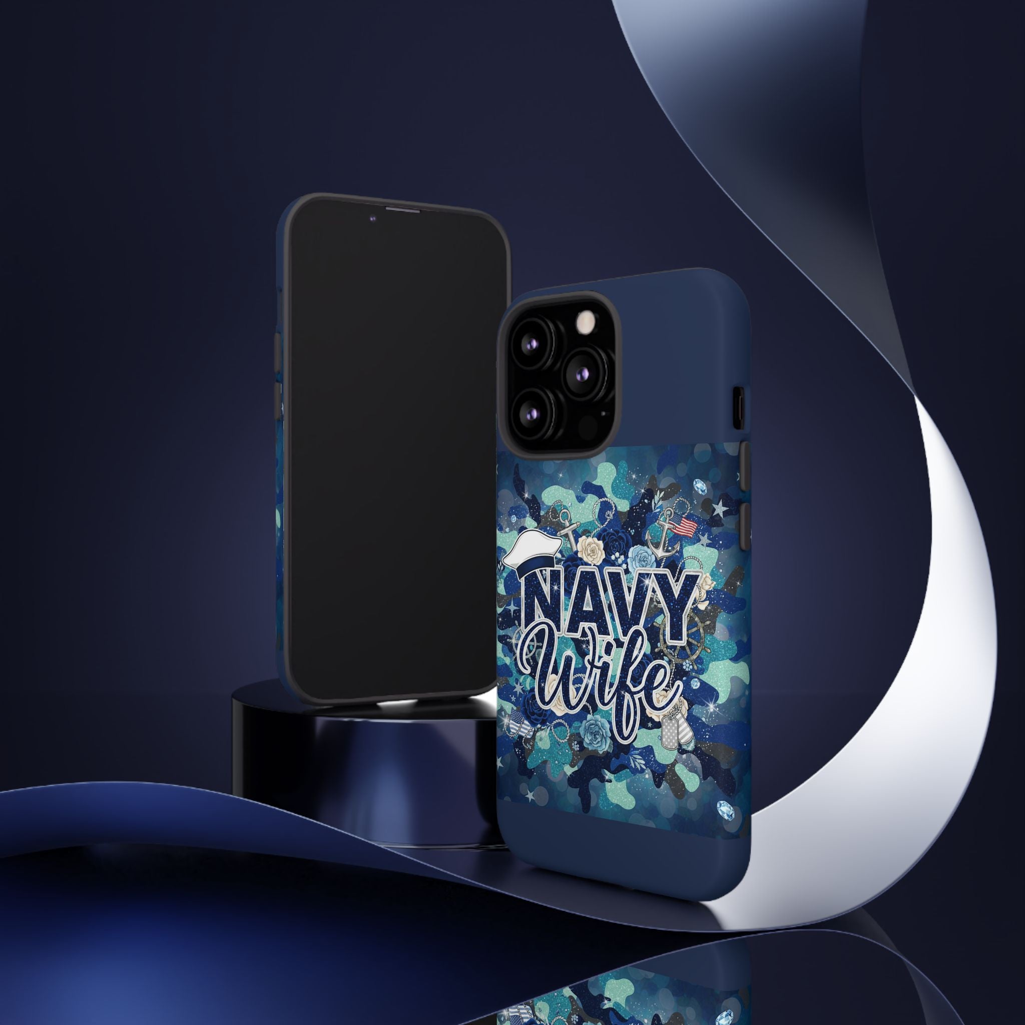 Navy Wife Tough Phone Case — Camouflage Military Tribute Protective Cover
