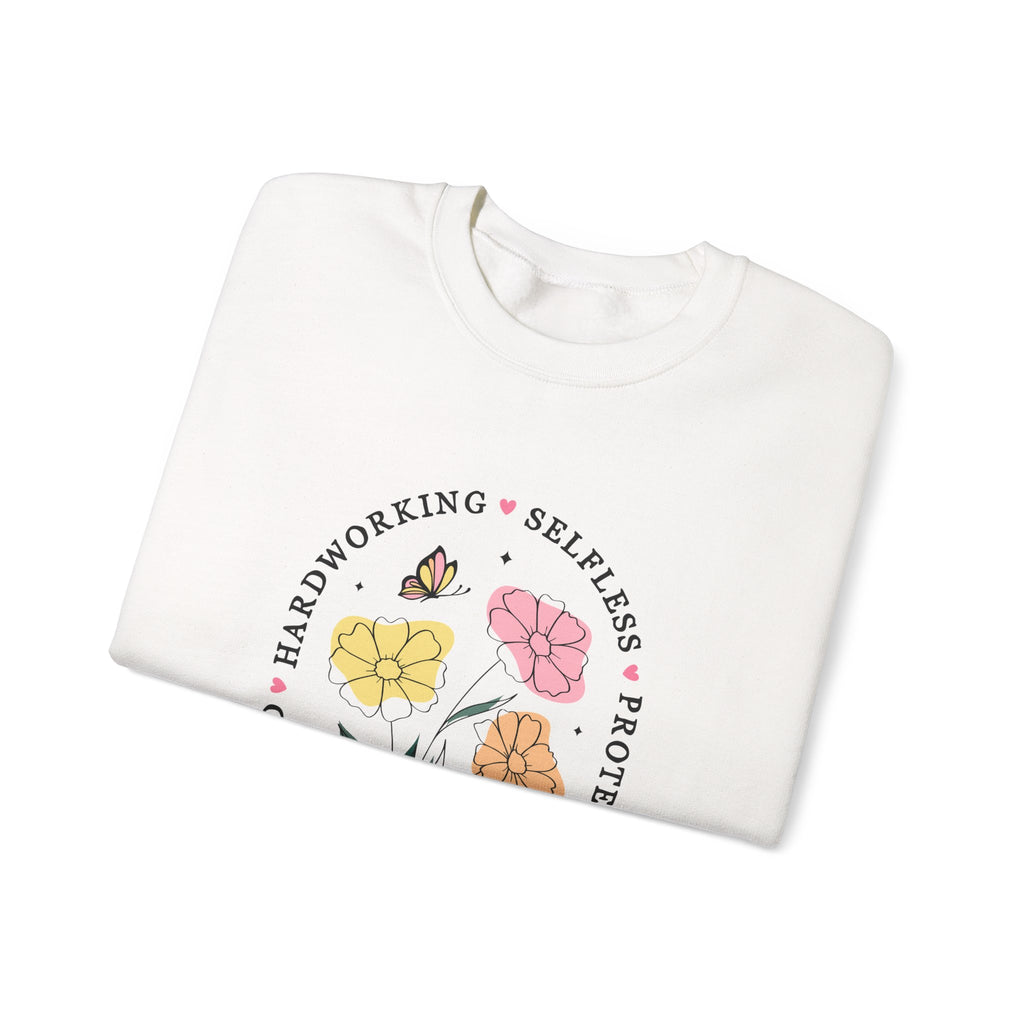Mama Floral Sweatshirt — "Loved, Hardworking, Selfless, Protective" Mother's Day Crewneck
