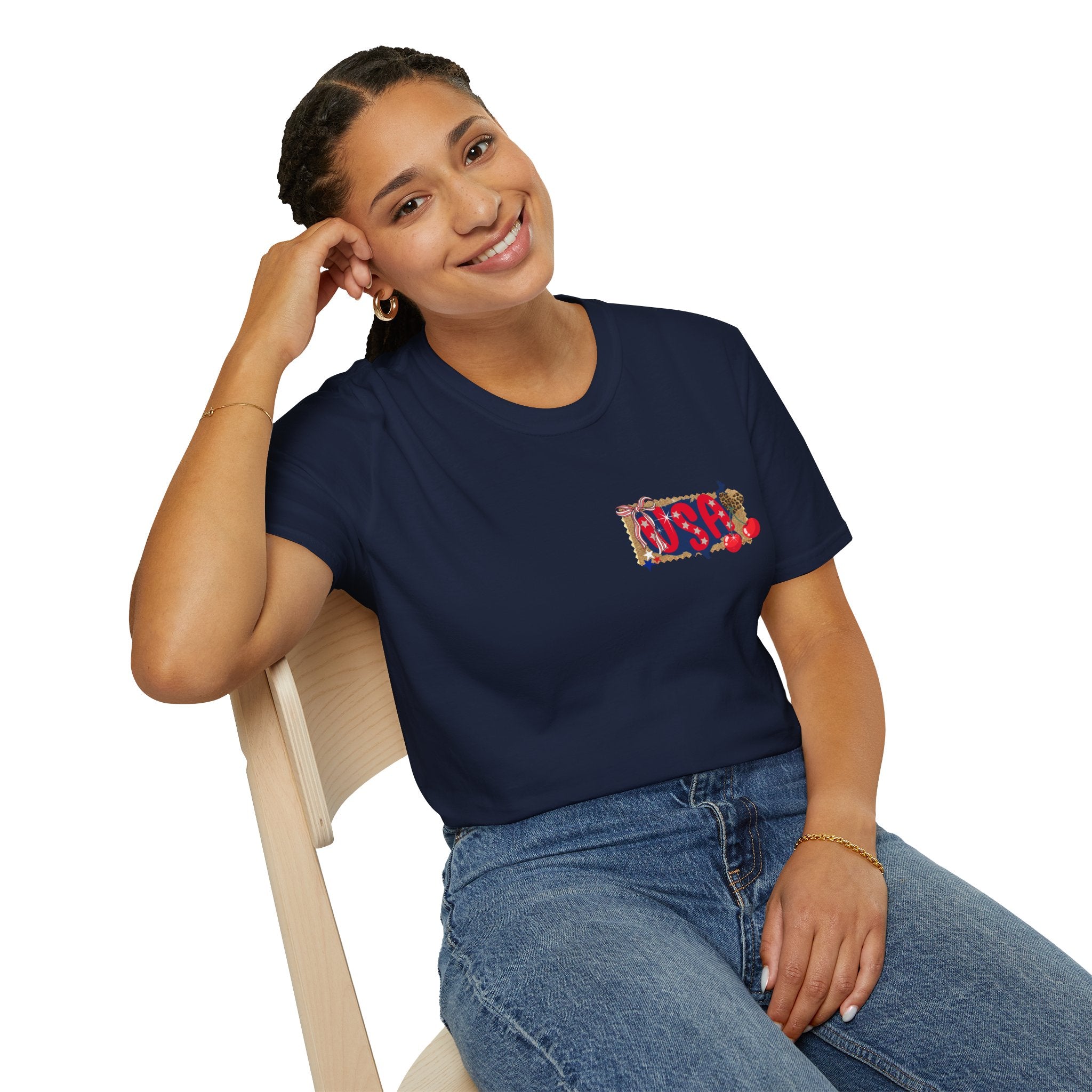 USA Collage T-Shirt — Patriotic Route 66 & Americana Graphic Tee