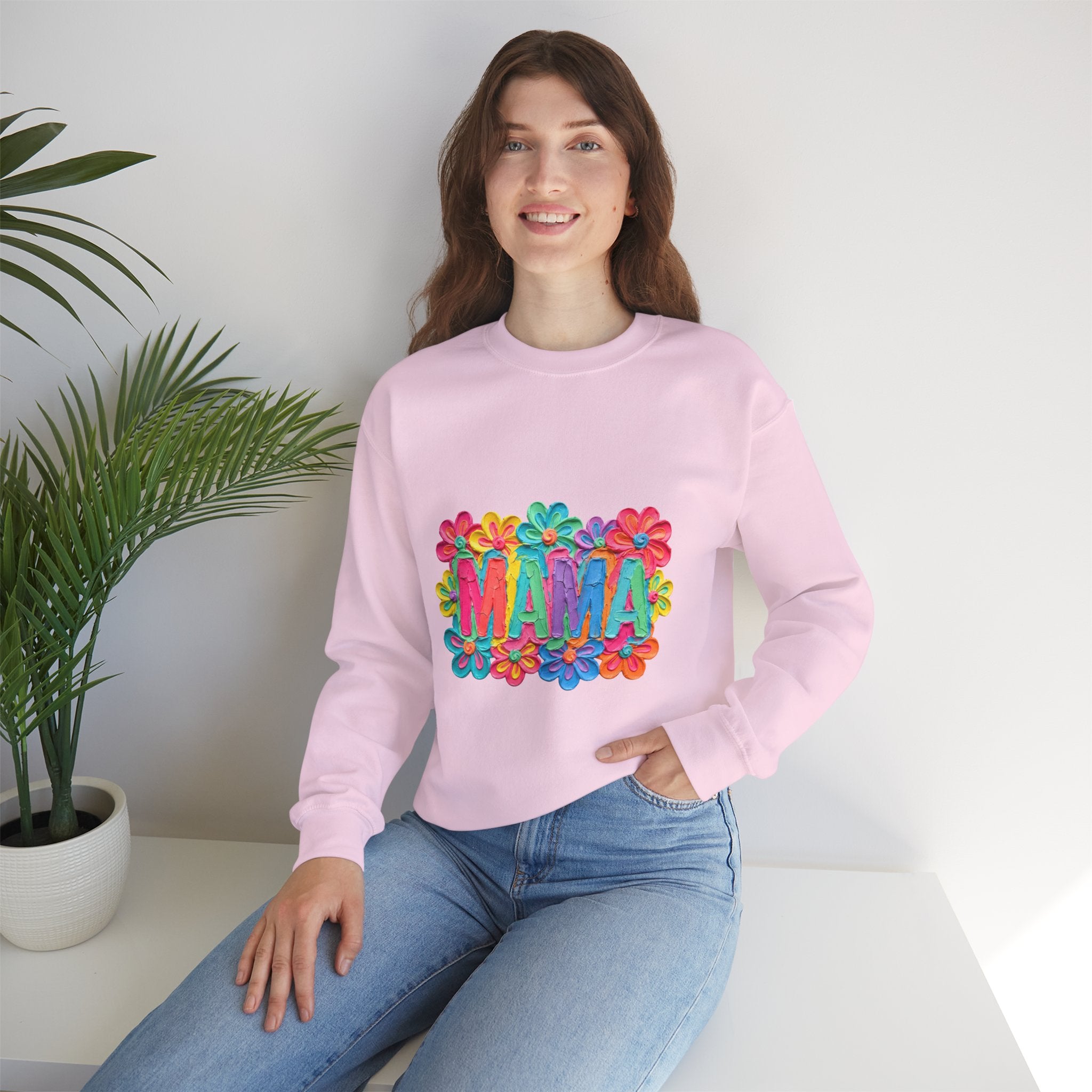 Mama Floral Crewneck Sweatshirt — Colorful Flower Mom Shirt for Mother’s Day