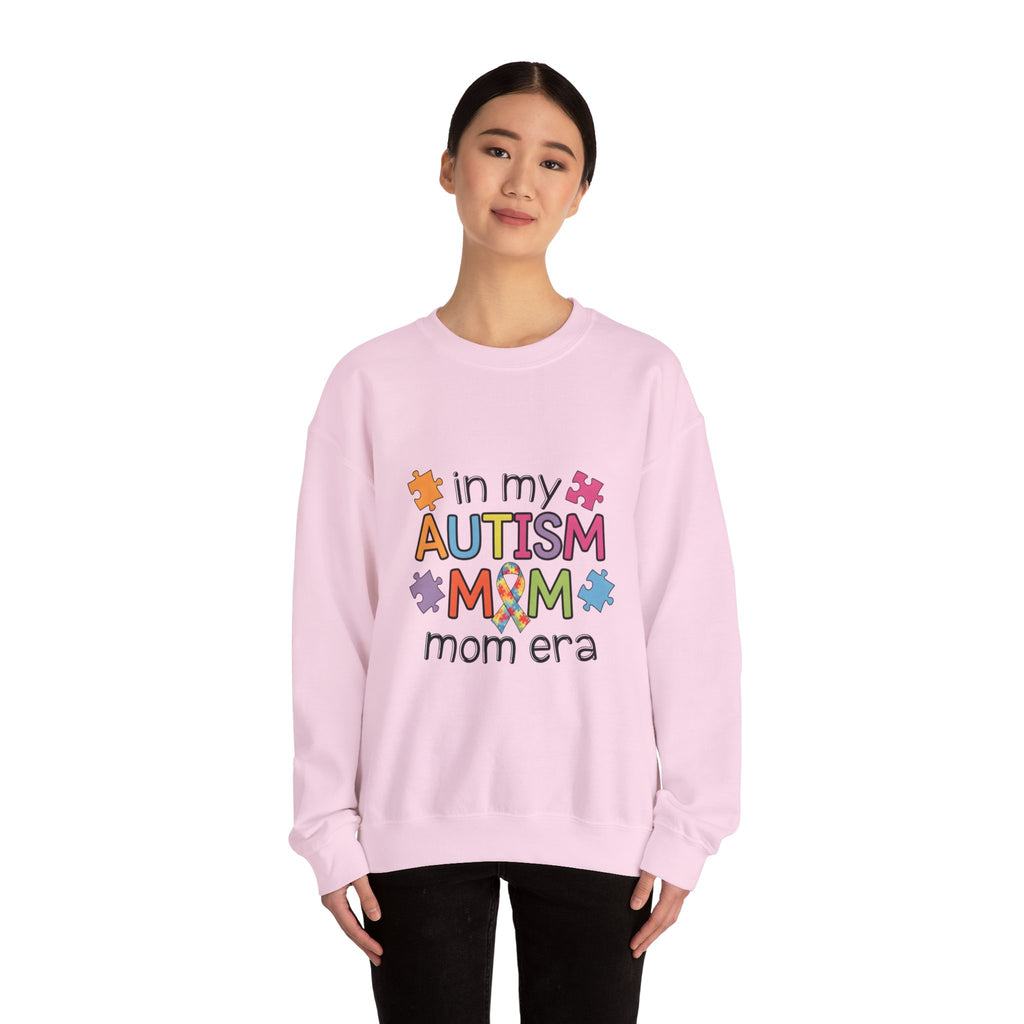 Autism Mom Crewneck Sweatshirt — "In My Autism Mom Era" Pullover with Puzzle Piece Design