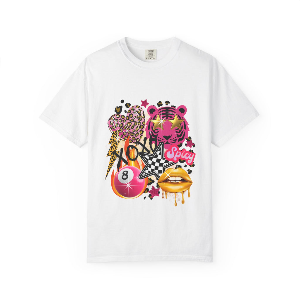 Graphic T-Shirt — Bold Pink Collage 'Spicy' Streetwear Tee