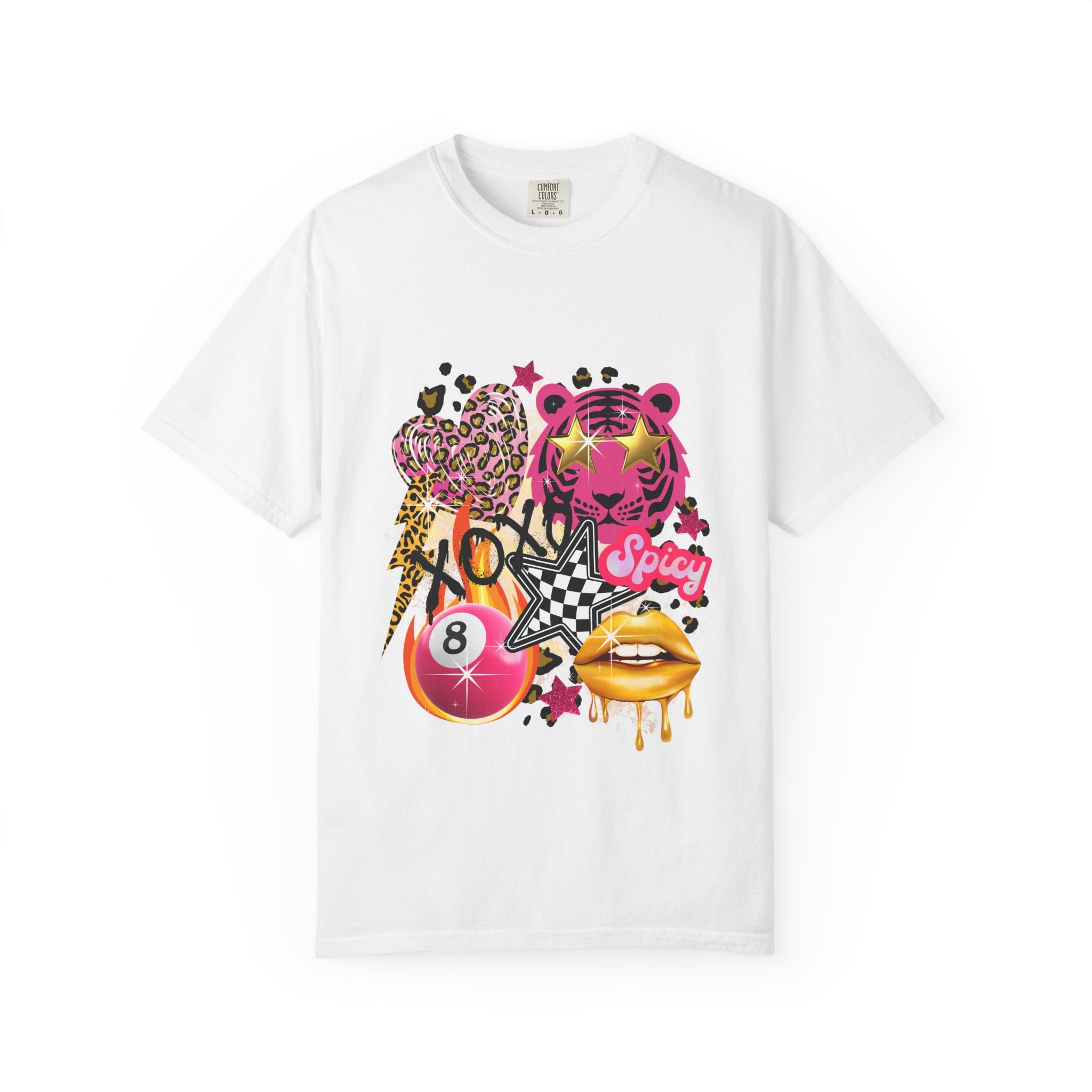 Graphic T-Shirt — Bold Pink Collage 'Spicy' Streetwear Tee