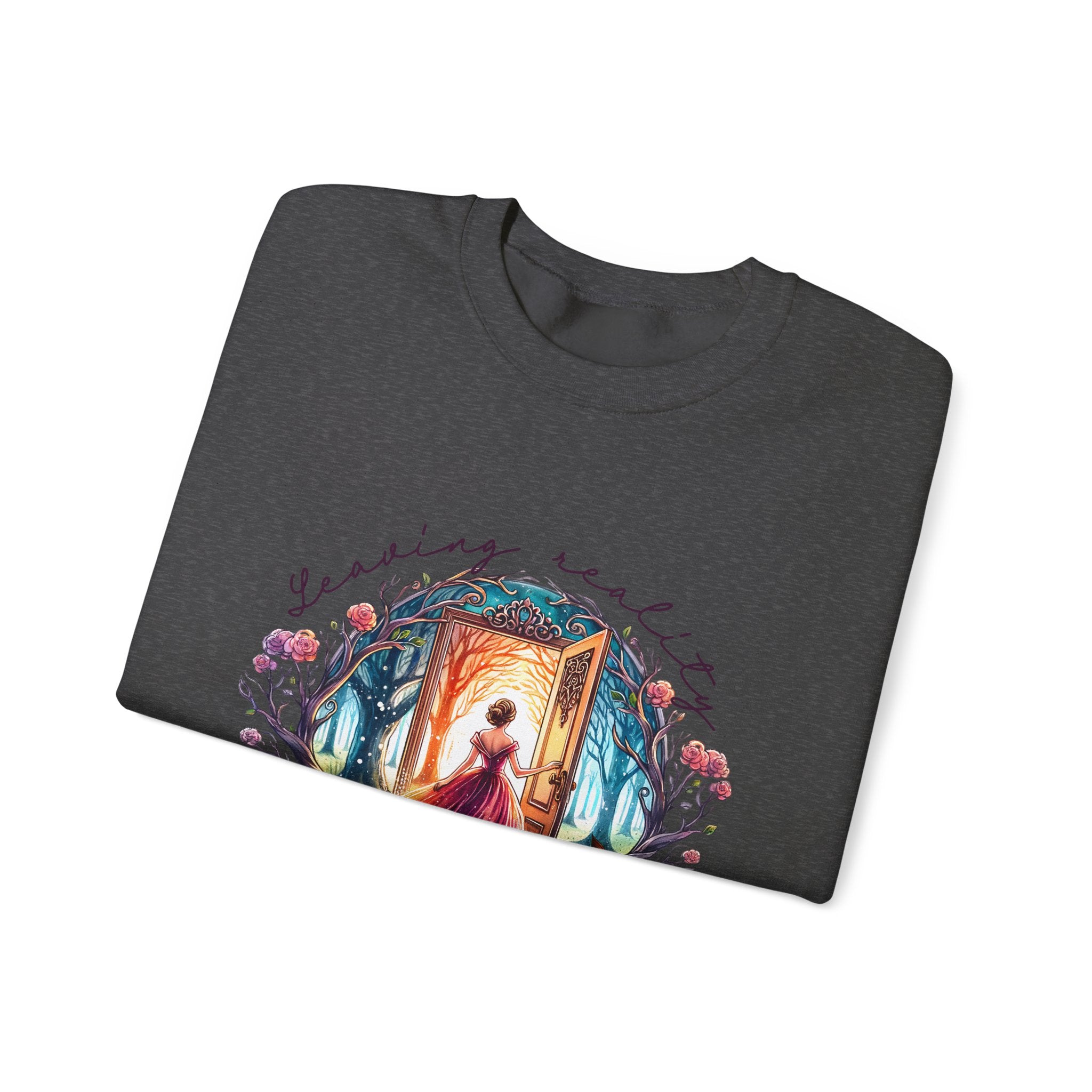 Crewneck Sweatshirt — 'Leaving Yesterday, Wearing Tomorrow' Fantasy Woman Art