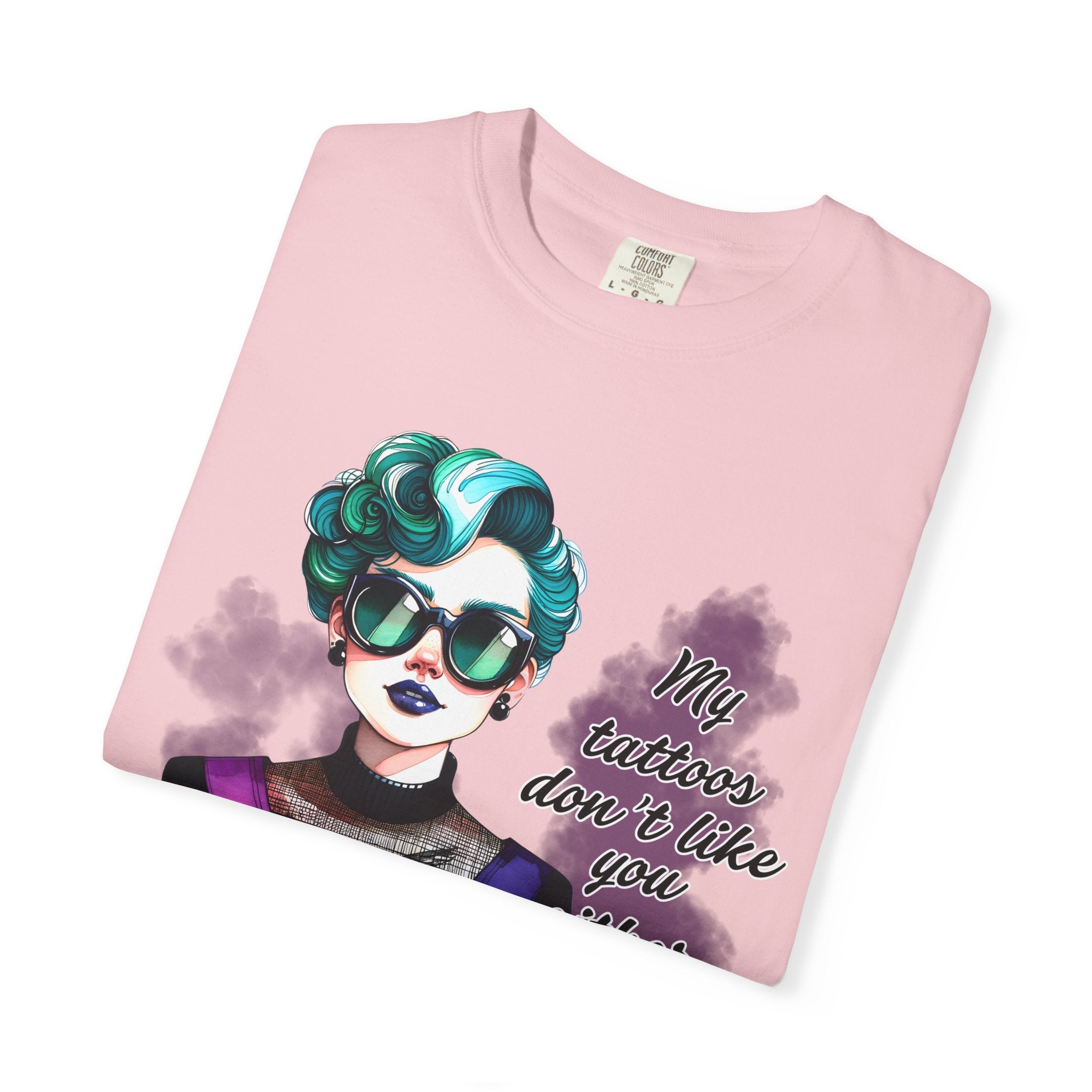 Graphic T-Shirt — Retro Punk Portrait with “My Tattoos Don’t Like You Either” Slogan