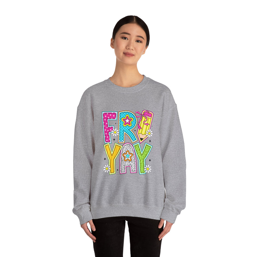 Fro-Yay Crewneck Sweatshirt — Colorful Retro Cartoon Graphic