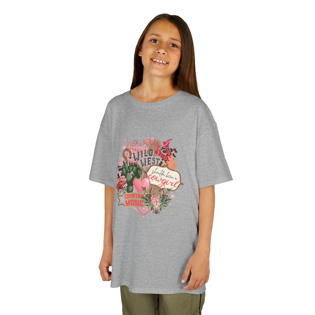 Kids Tee — "Wild West Sweetheart" Floral Cowgirl Shirt