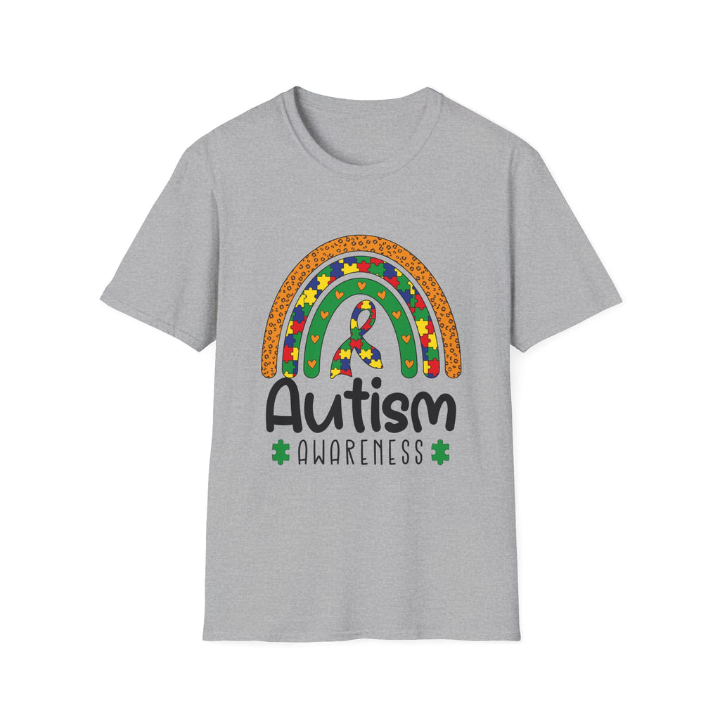 Autism Awareness T-Shirt — Colorful Puzzle Ribbon Rainbow Tee
