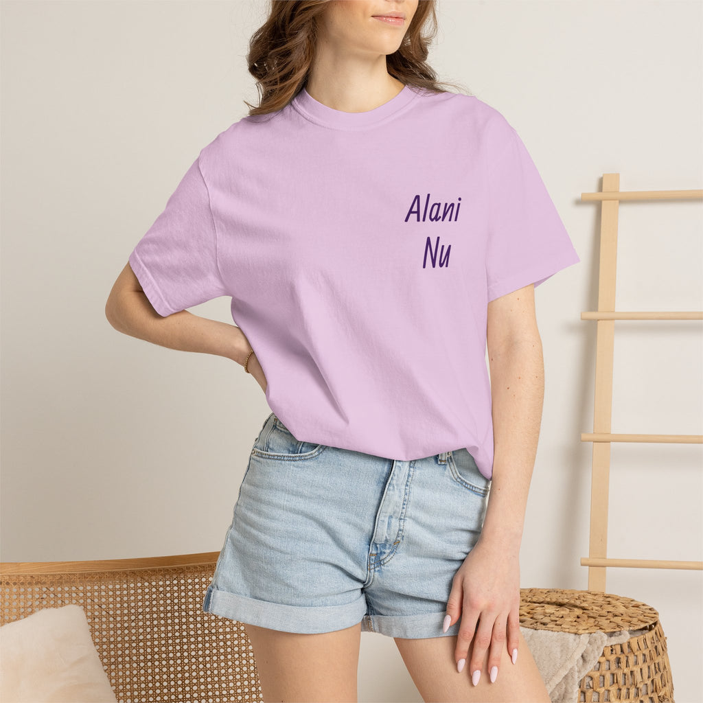 Graphic T-Shirt — 'Alani Nu' Collage Back Print, Retro Floral & Lip Art Tee
