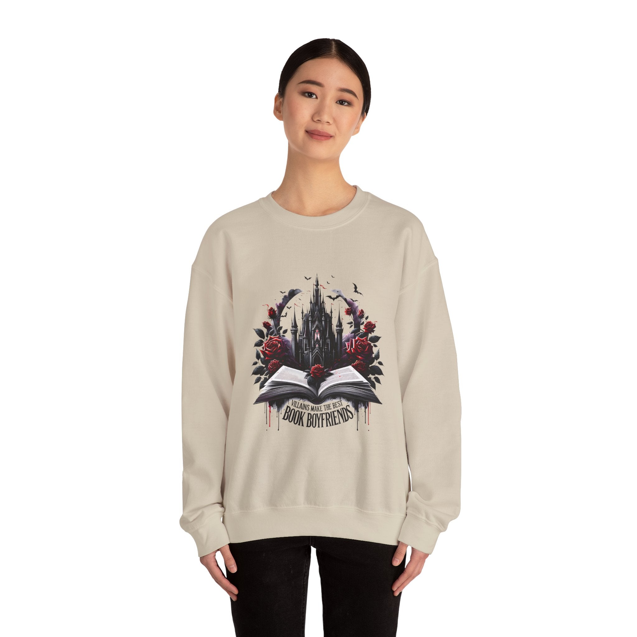 Sweatshirt — 'Book Boyfriends' Gothic Castle & Roses Cozy Crewneck for Book Lovers