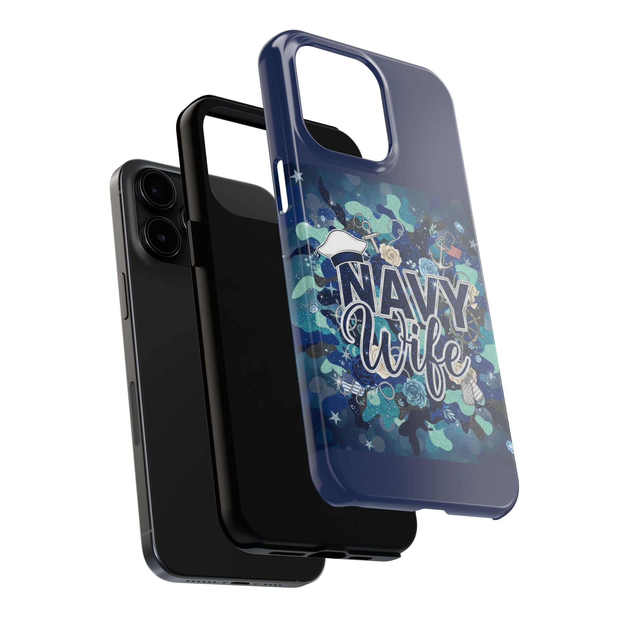 Navy Wife Tough Phone Case — Military Camouflage Protective Phone Cover, Perfect Gift for Navy Spouses
