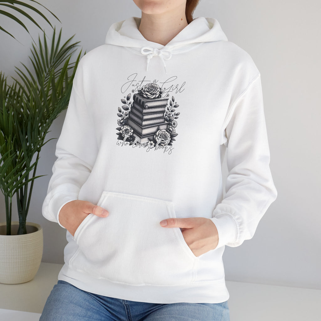 Vintage Stacked Books & Roses Hoodie — Literary Gothic Booklover Sweatshirt