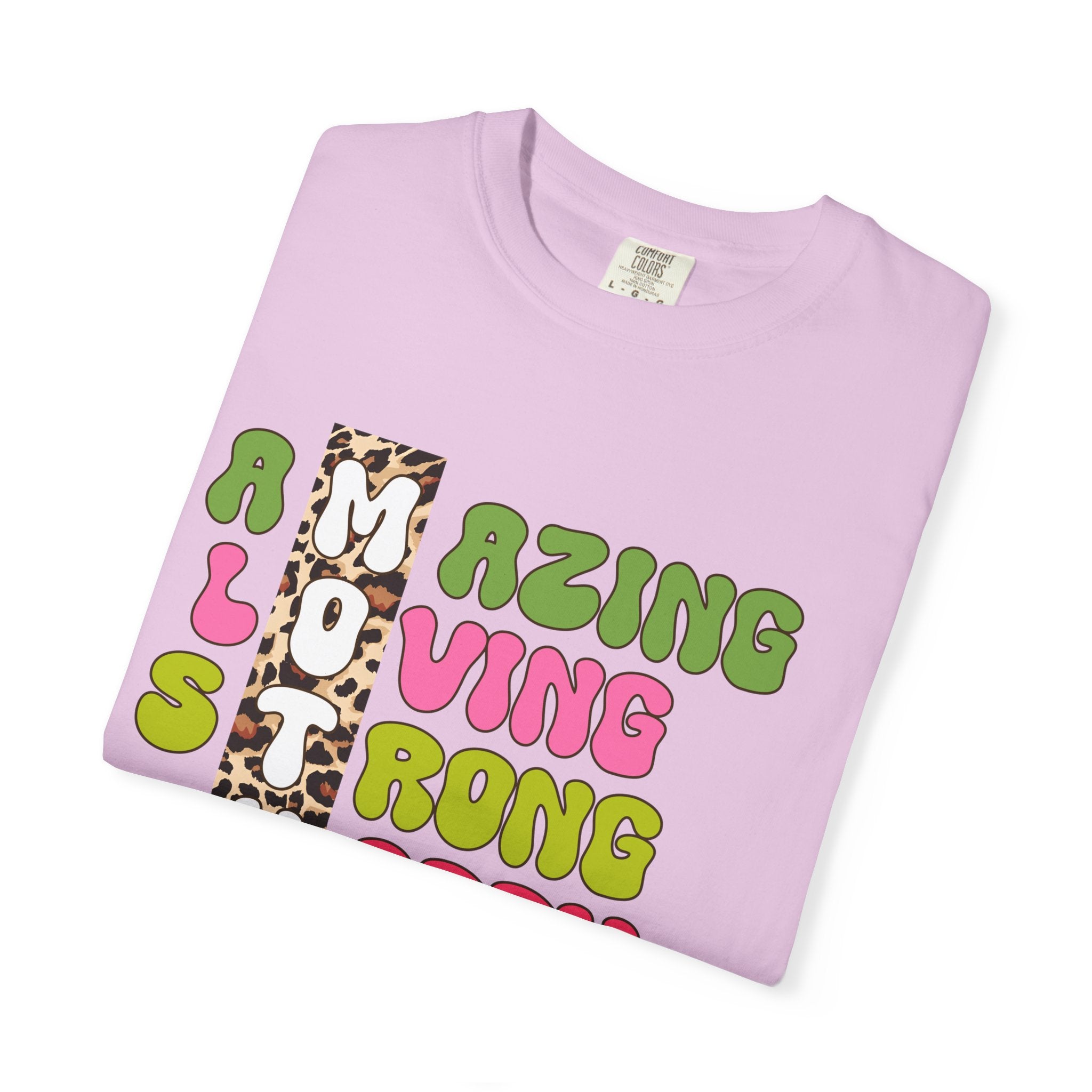 Mother Acrostic Graphic T-Shirt — Retro Bubble Letters & Leopard Accent