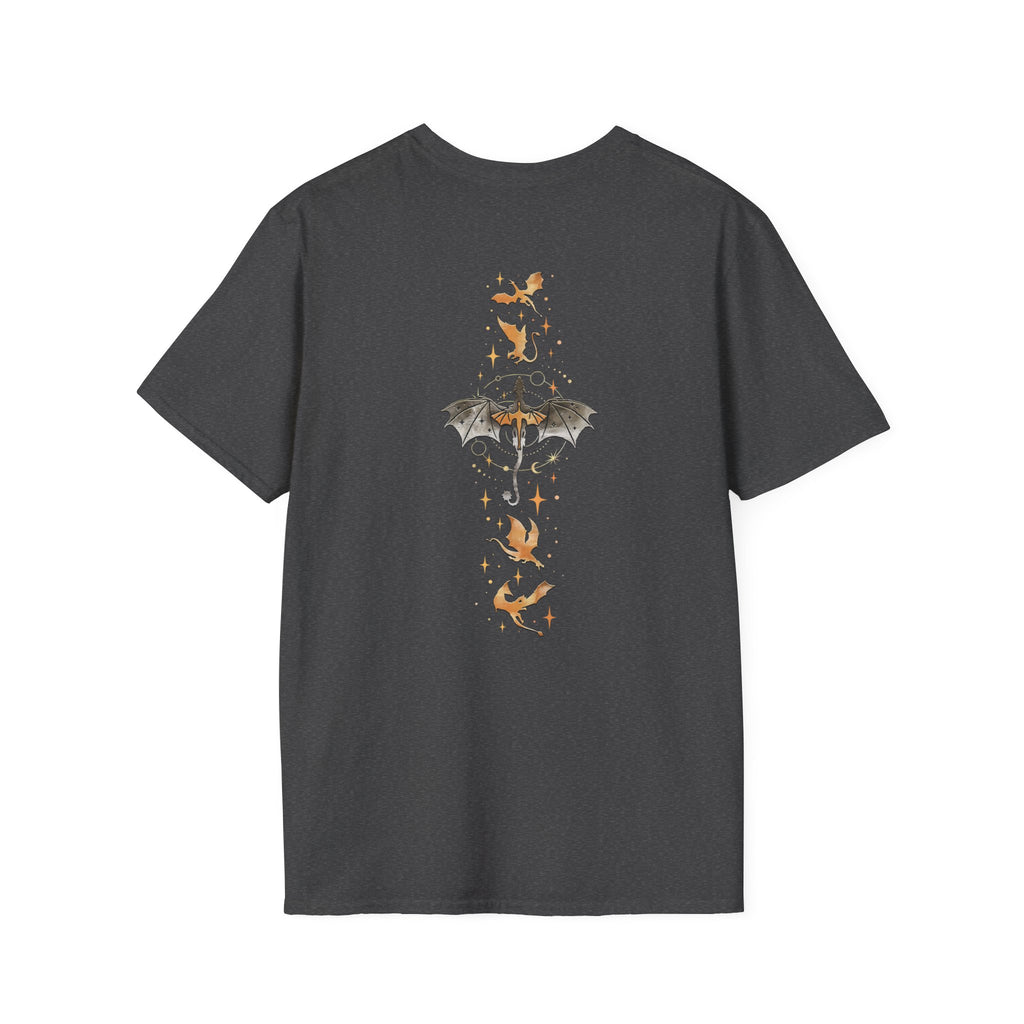 Book Dragon T-Shirt — Vintage Magical Books & Bat Illustration