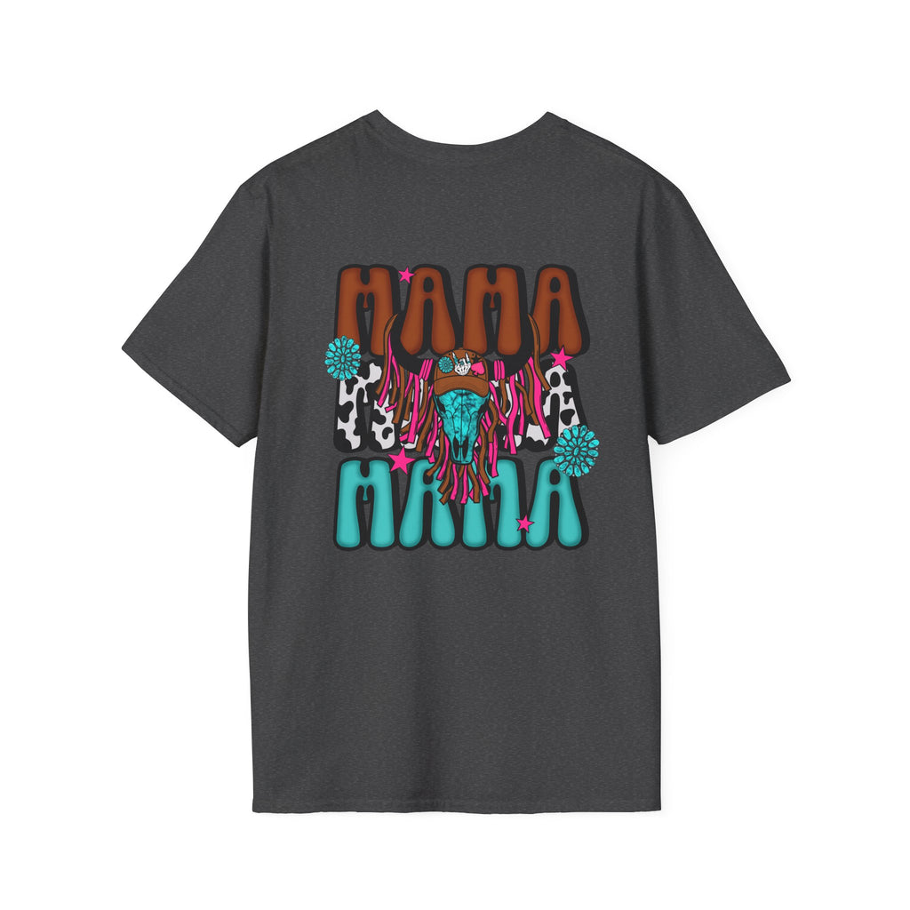 Double-sided Mama Mamas Cow Skull Graphic T-Shirt — Western Cowhide Retro Farmhouse Tee