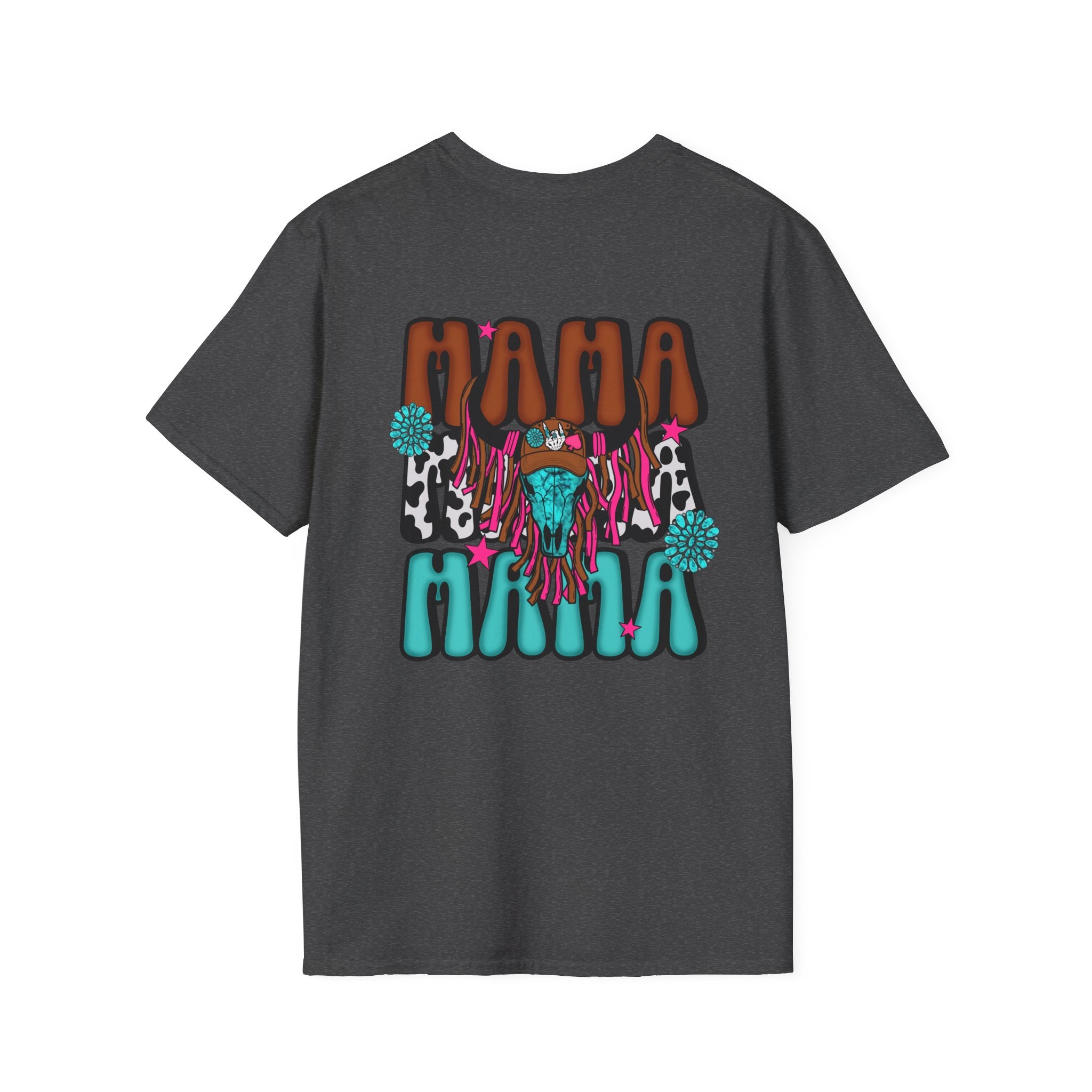 Double-sided Mama Mamas Cow Skull Graphic T-Shirt — Western Cowhide Retro Farmhouse Tee