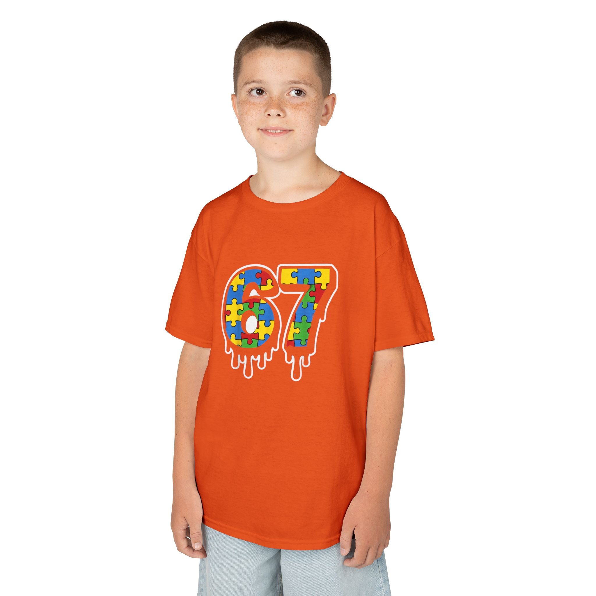 Kids Puzzle Number 67 T-Shirt — Colorful Autism Awareness Tee