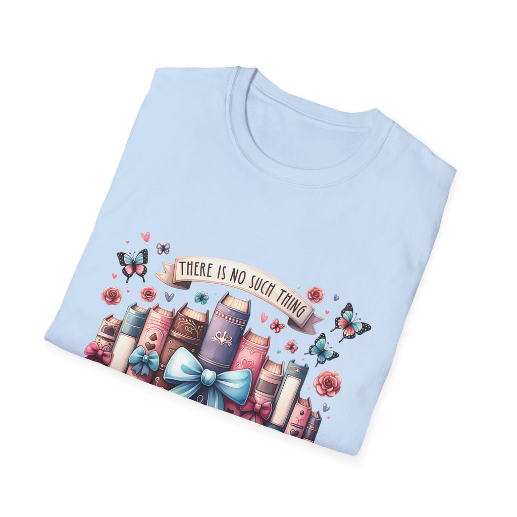 Book Lover T-Shirt — "There Is No Such Thing As Too Many Books" Illustrated Stack Design