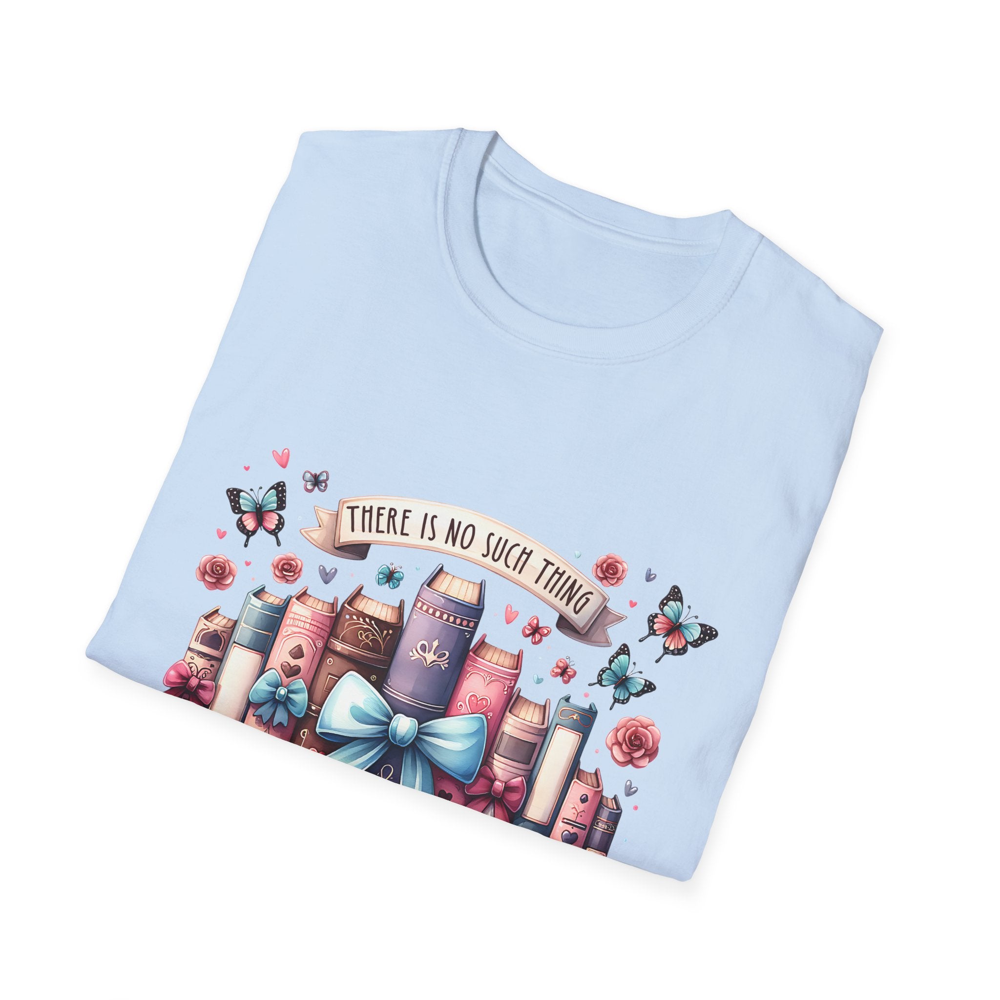Book Lover T-Shirt — "There Is No Such Thing As Too Many Books" Illustrated Stack Design