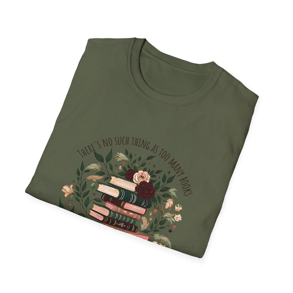 Book Lover Stack T-Shirt — "Books and Tea are My Happy Place" Floral Reading Tee