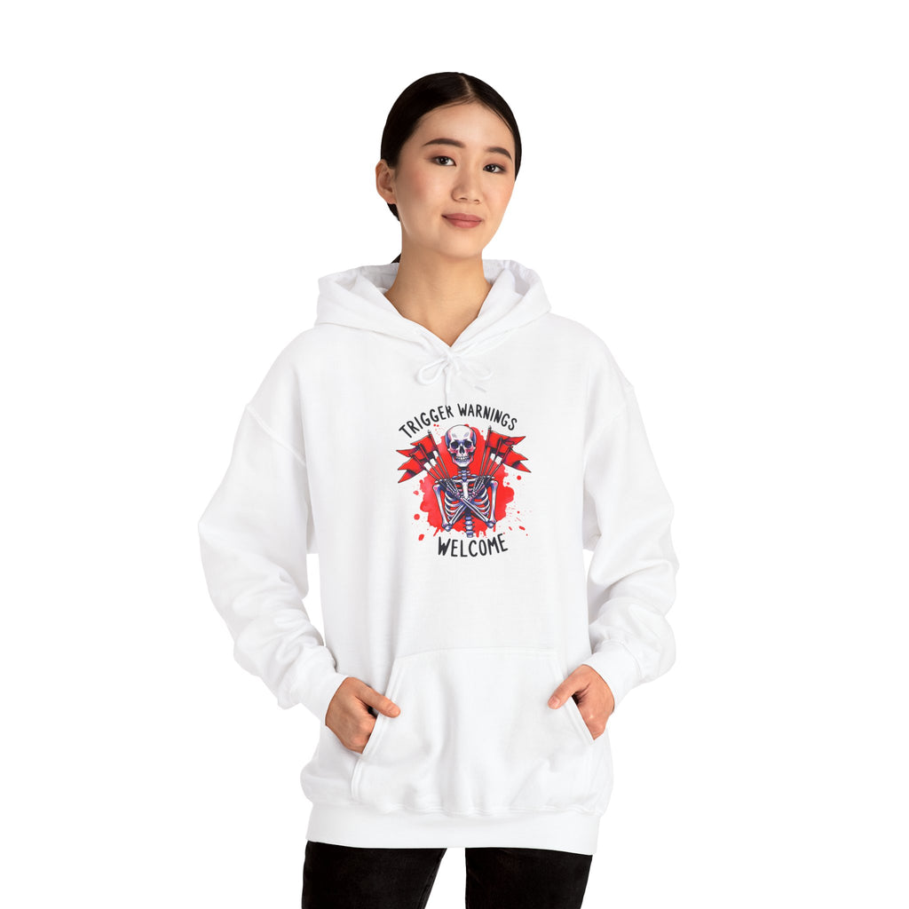 Trigger Warning Skeleton Hoodie - Edgy Skull Graphic Pullover