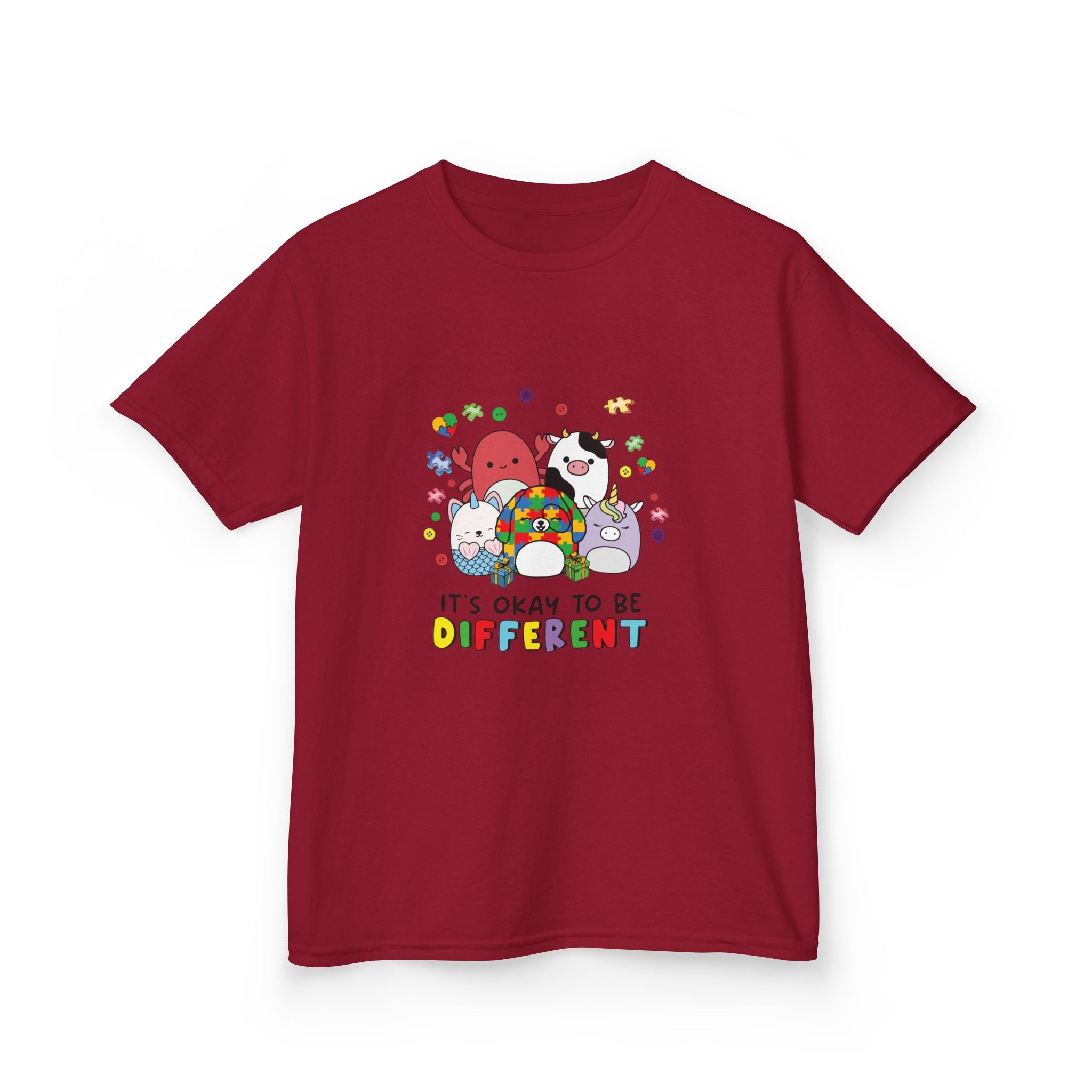 Kids Tee — "It's Okay to Be Different" Colorful Diversity Cartoon Shirt