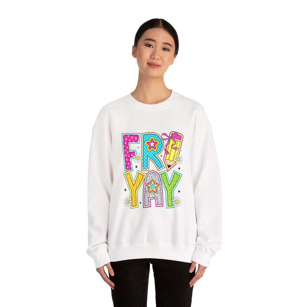 Fro-Yay Crewneck Sweatshirt — Colorful Retro Cartoon Graphic