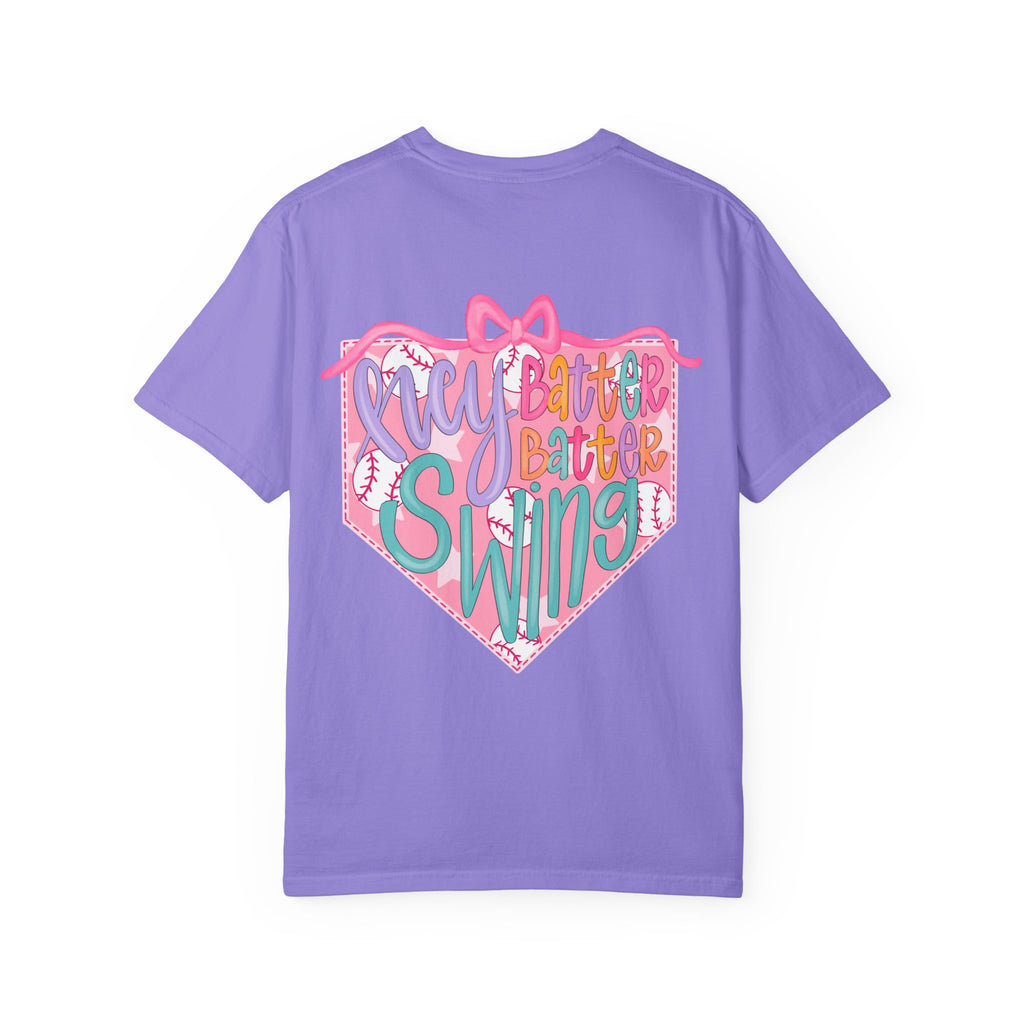 Softball Tee — "Play Ball" Front & "Pitch, Batter, Batter, Swing" Heart Back