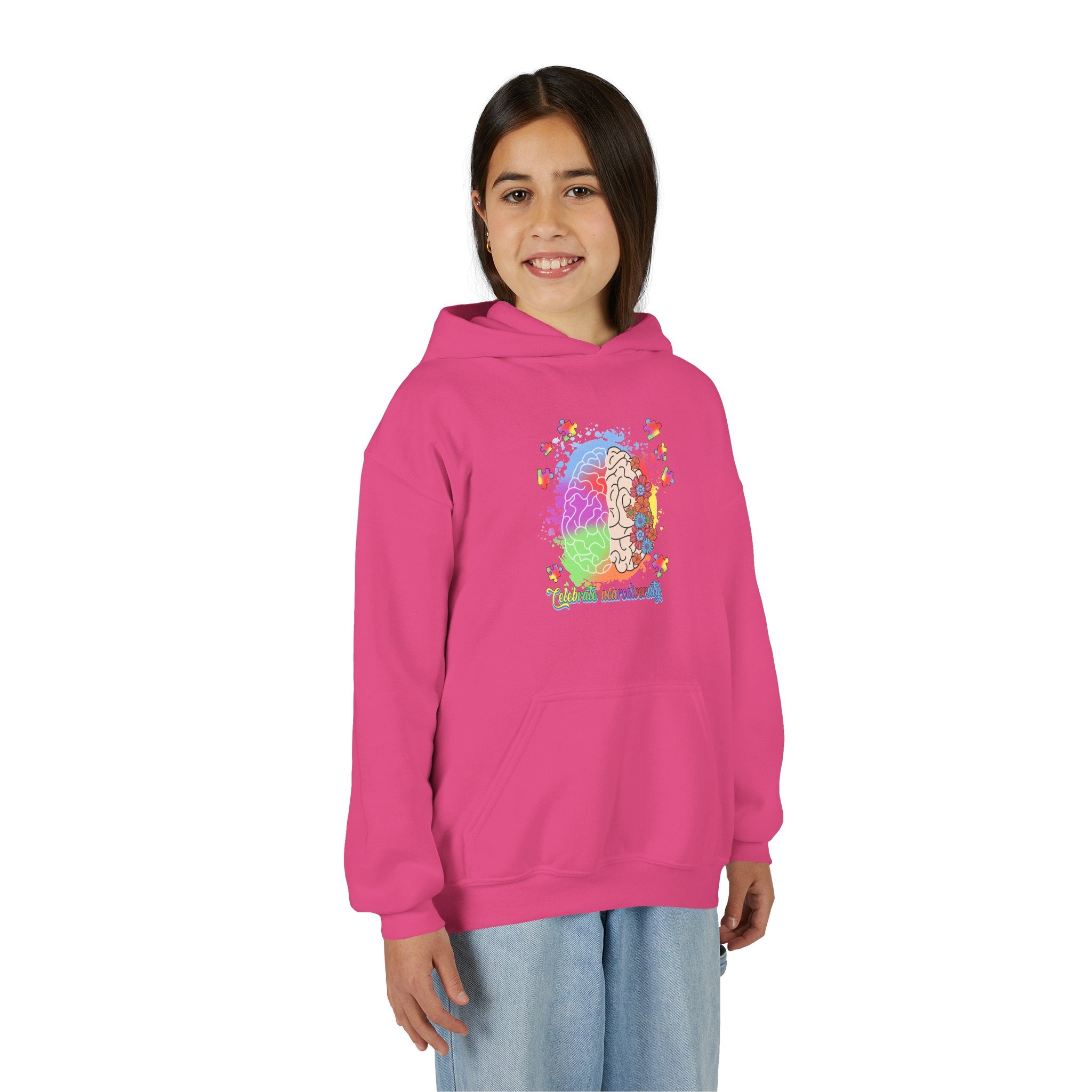 Youth Hoodie — Colorful Brain Science Design (STEM, Neuroscience Kids)