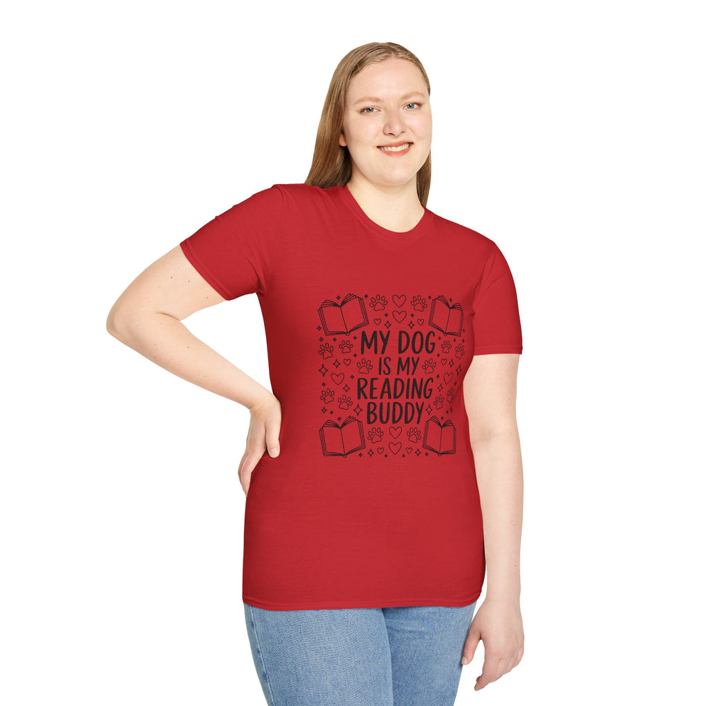 My Dog Is My Reading Buddy T-Shirt — Cute Book Lover & Dog Mom Tee