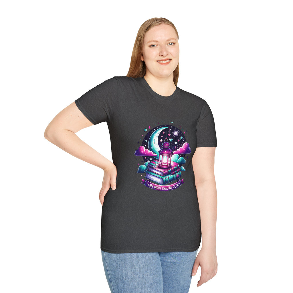 T-Shirt — Moonlit Books Lantern Design ("Let Your Dreams Guide")