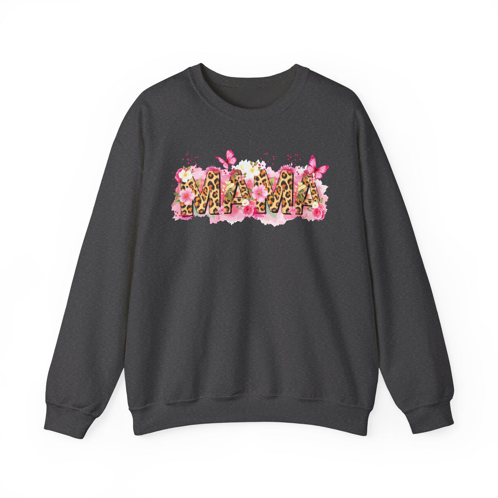 Mama Leopard Floral Crewneck Sweatshirt – Pink Butterflies