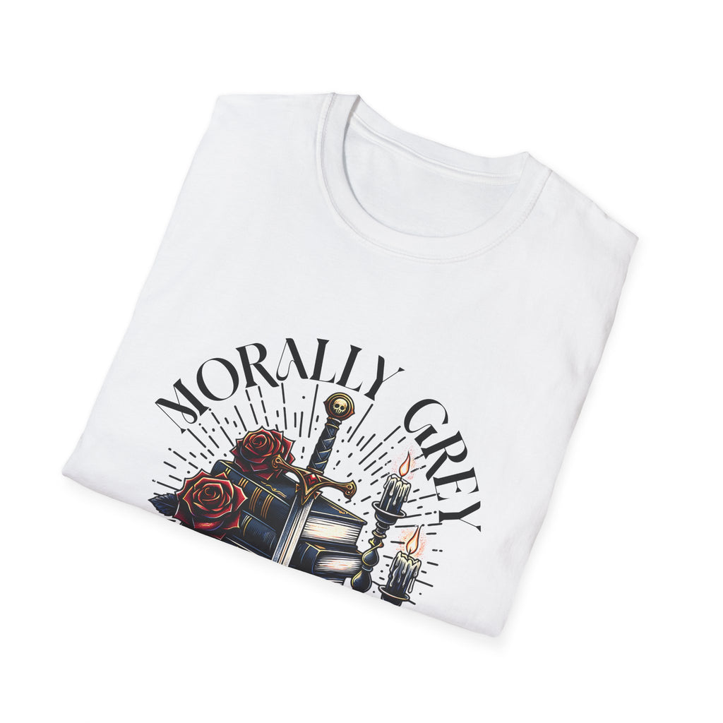 Morbly Girl Book Club T-Shirt — Gothic Rose & Candlelit Book Stack