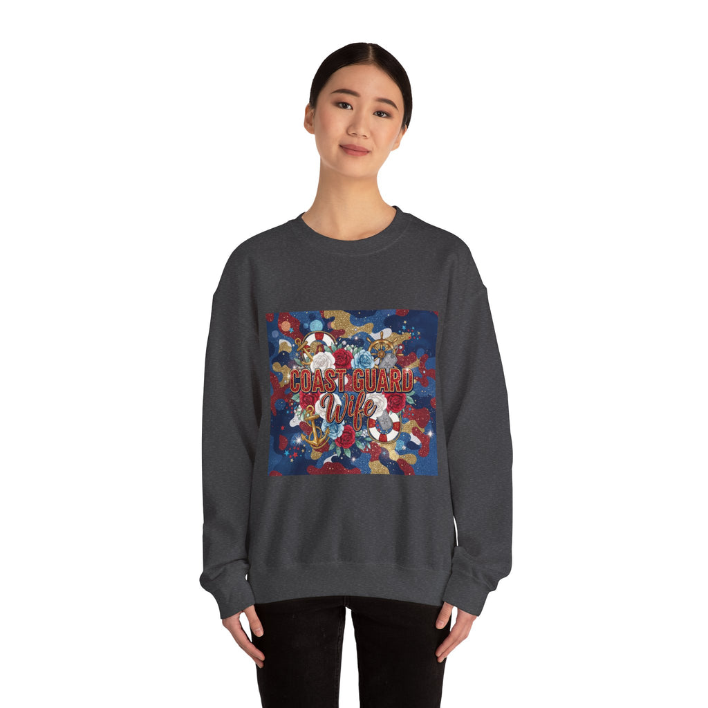 Coast Guard Mom Crewneck Sweatshirt - Patriotic Sea Rescue Design