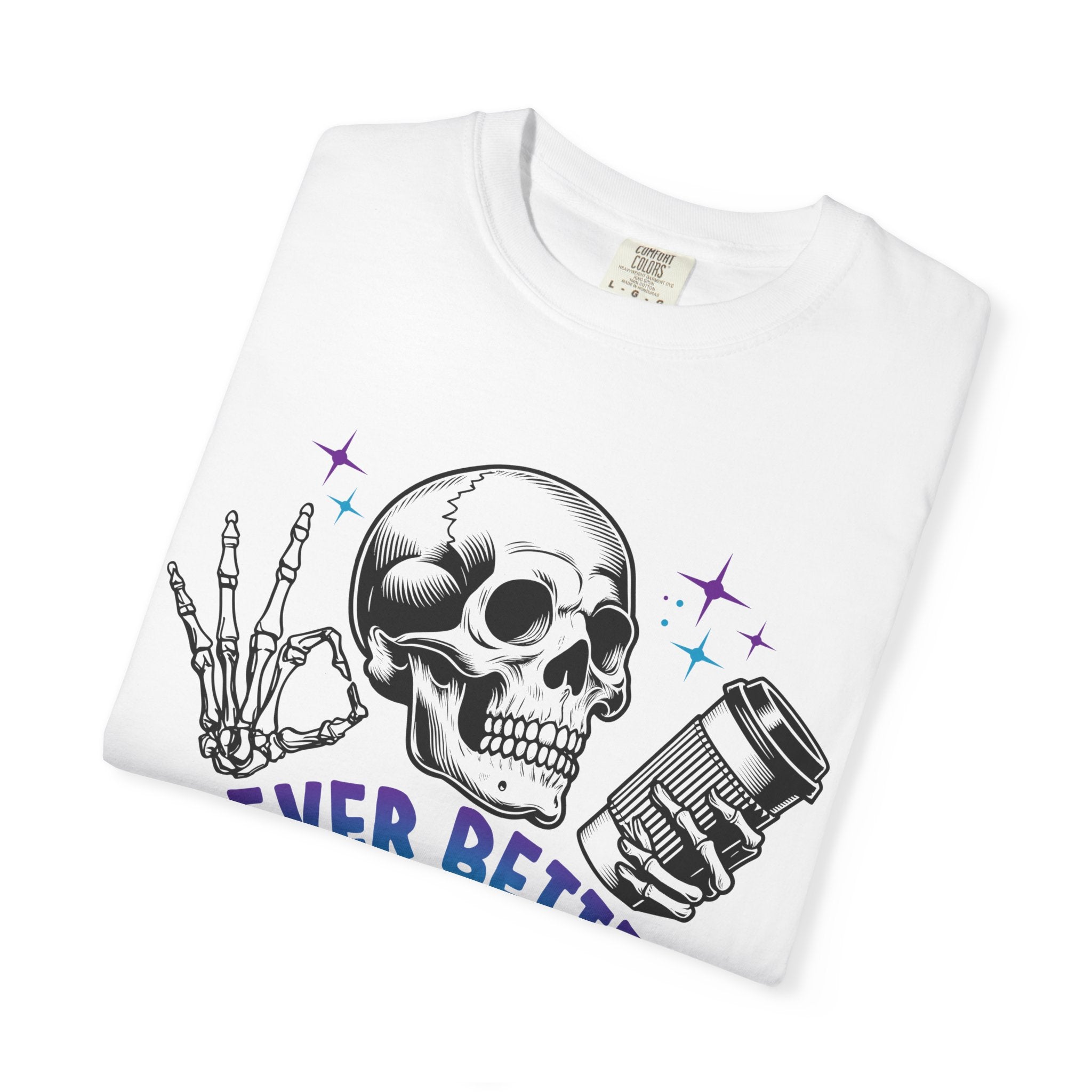 Never Better Skull T-Shirt — Vintage Skull Holding Can Graphic Tee