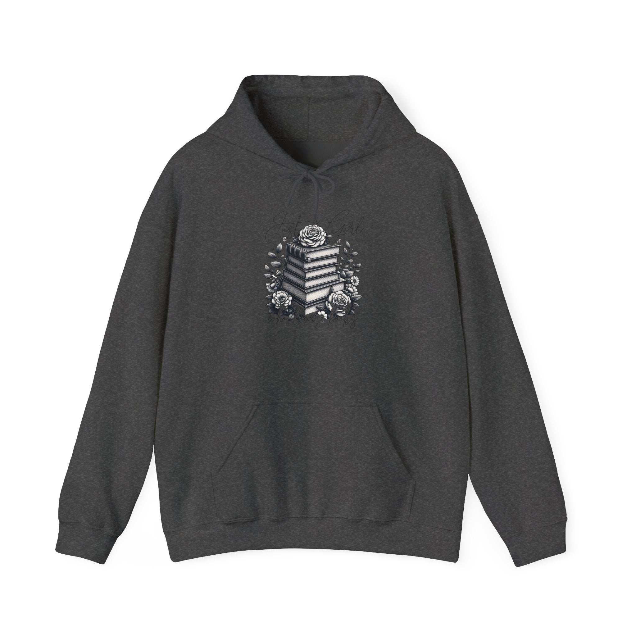 Vintage Stacked Books & Roses Hoodie — Literary Gothic Booklover Sweatshirt