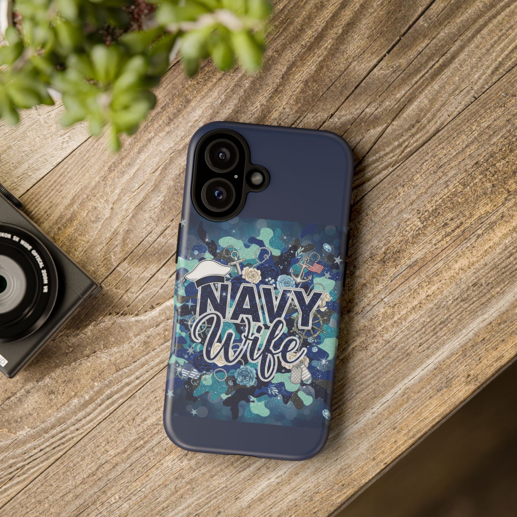Navy Wife Tough Phone Case — Camouflage Military Tribute Protective Cover