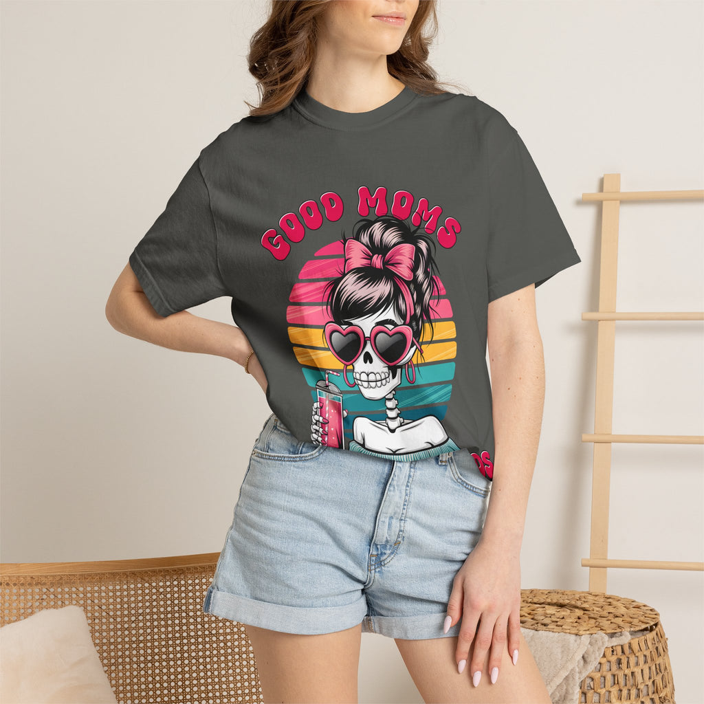 Graphic T-Shirt — "Good Moms Say Bad Words" Retro Skull Mom Tee