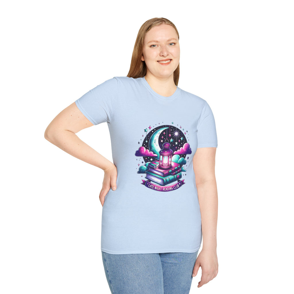 T-Shirt — Moonlit Books Lantern Design ("Let Your Dreams Guide")