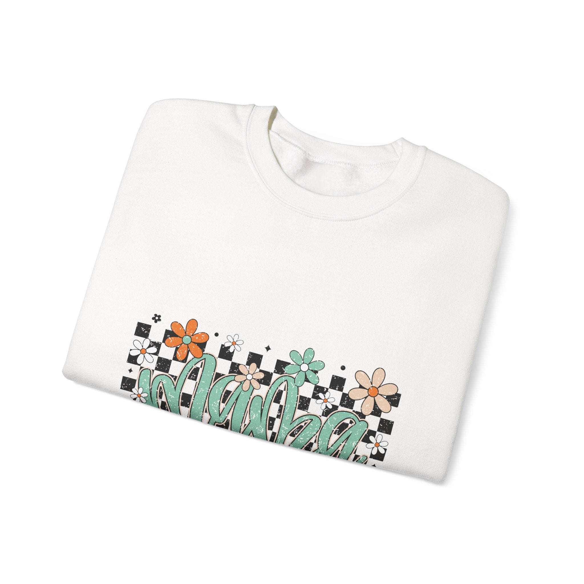 Checkered Floral 'Mama' Crewneck Sweatshirt