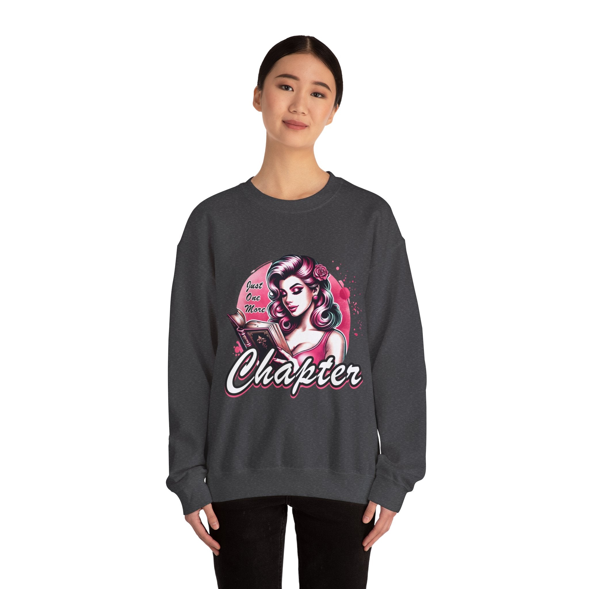 Chapter Reading Sweatshirt – Retro Pinup 'Just One More Chapter' Cozy Crewneck