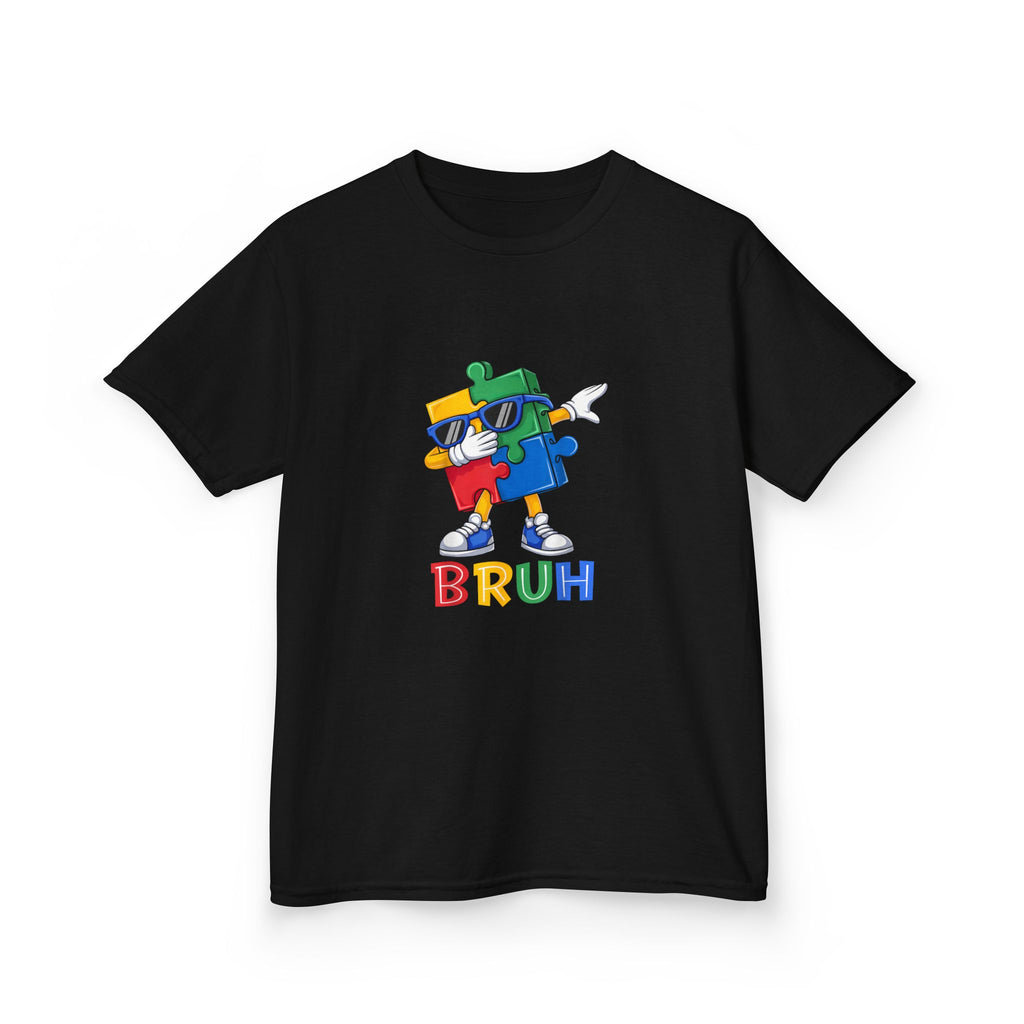 Kids 'BRUH' Colorful Puzzle Robot Tee - Fun Graphic Shirt for Boys & Girls