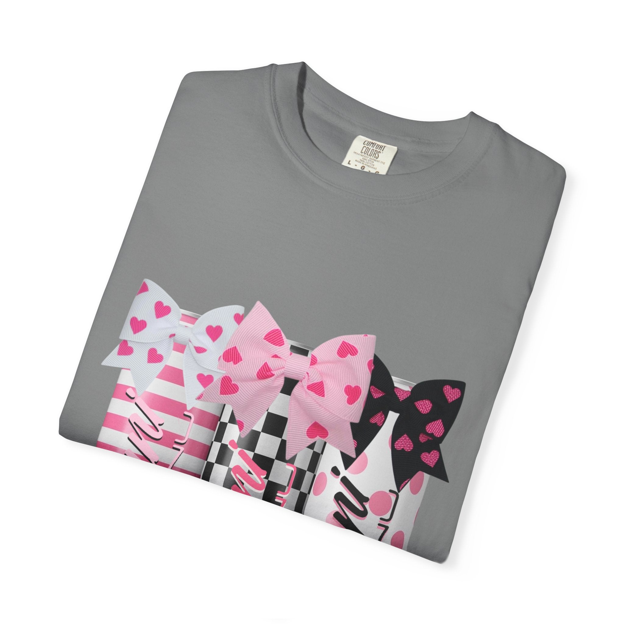 Lipstick Trio Graphic T-Shirt — Pink Bow Cosmetic Design
