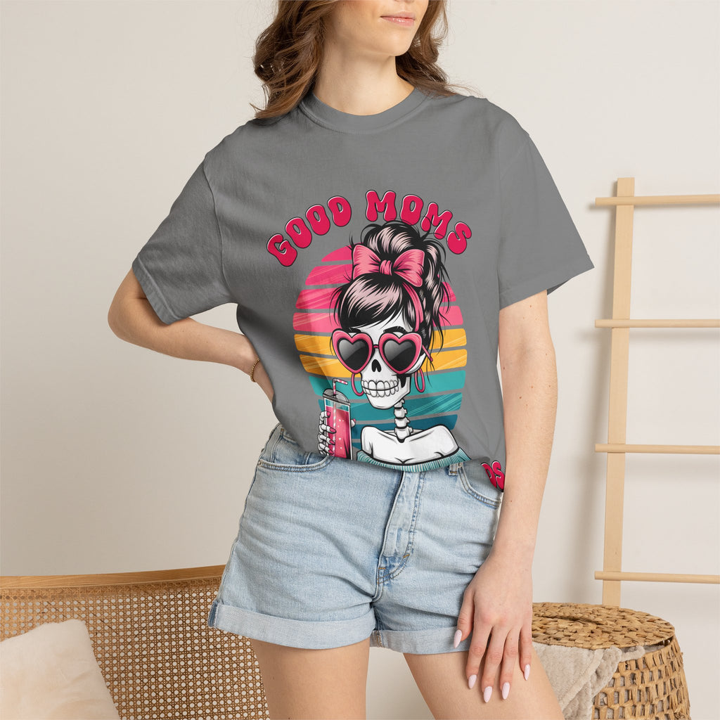 Graphic T-Shirt — "Good Moms Say Bad Words" Retro Skull Mom Tee