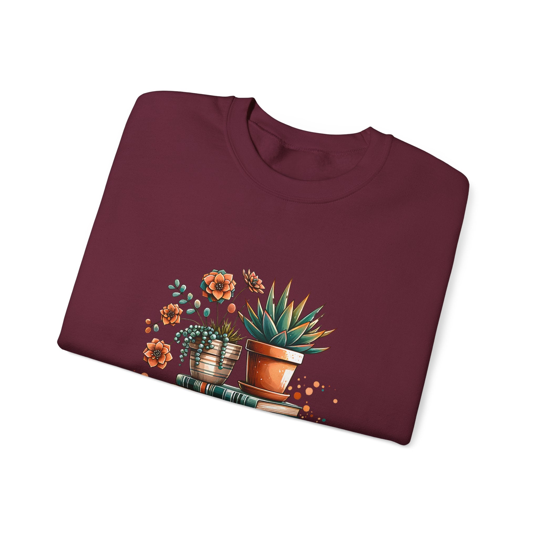 Booklover Sweatshirt — “Just a Girl Who Loves Books” Floral Plants & Stacks Crewneck