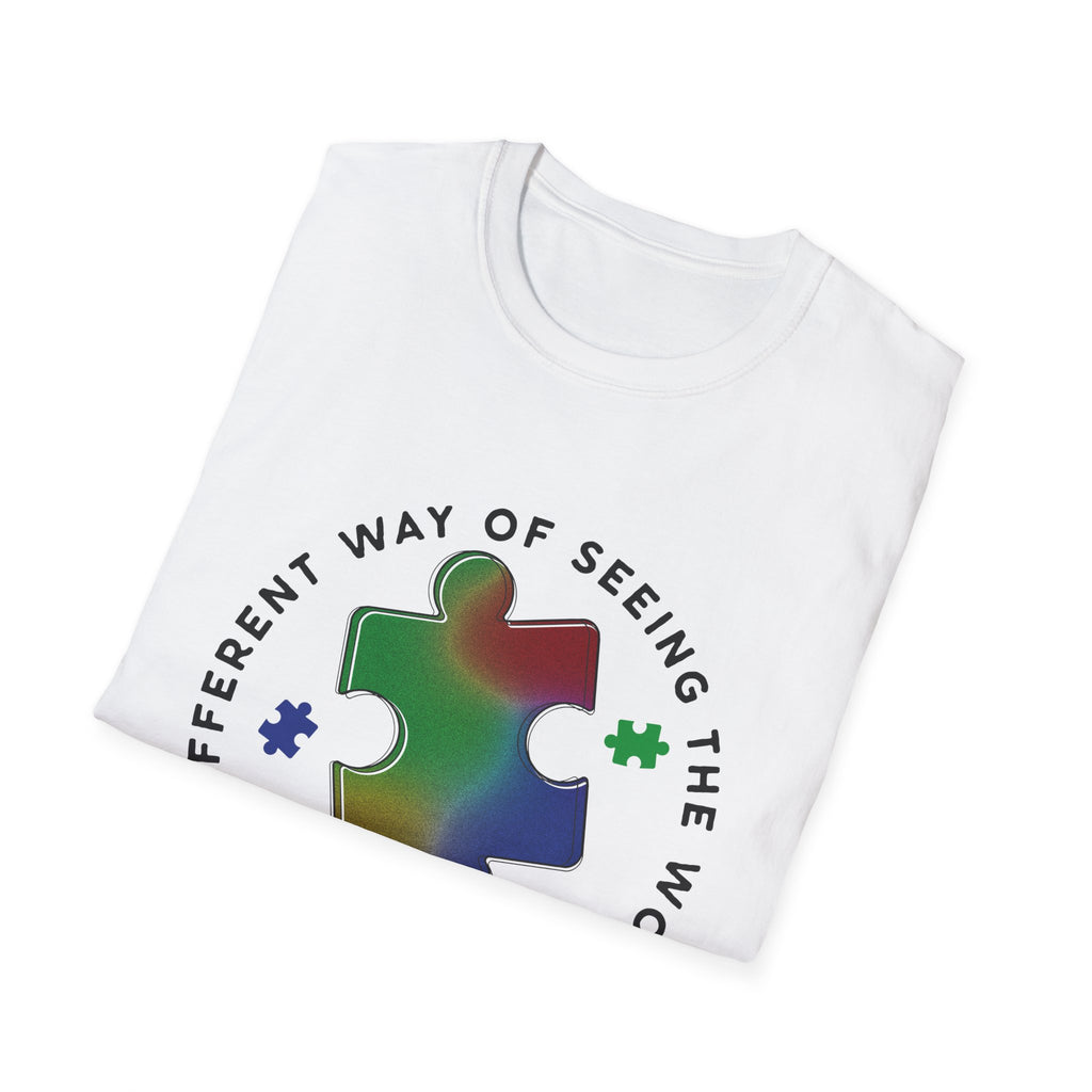 Autism Awareness T-Shirt – 'A Different Way of Seeing the World' Puzzle Heart Tee